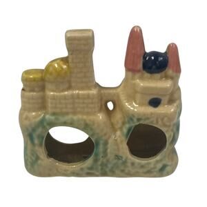 Vintage Made In Japan Small Hand Painted Ceramic Castle Collectible Figurine